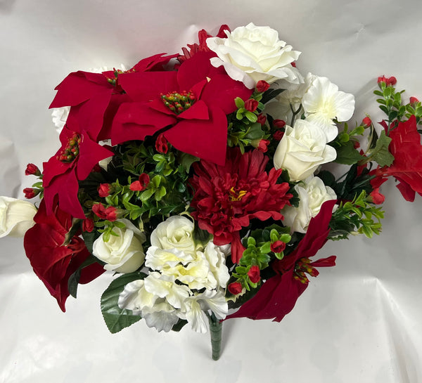 Artificial Christmas Mixed Bush - Red and White