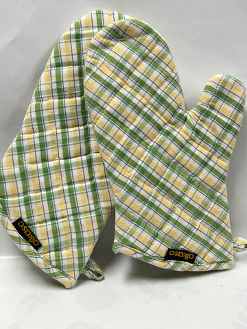 Oven Mitts - Green/ Yellow Plaid