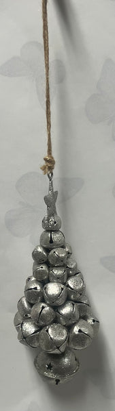 Silver Glitter Bell Tree Ornament