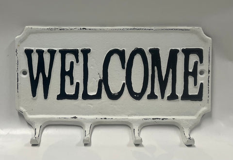 Small Metal Welcome Sign With Hooks