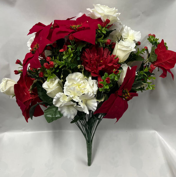 Artificial Christmas Mixed Bush - Red and White