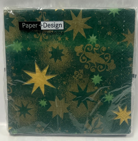 Luncheon Napkin -Stars All Over -Forest Green