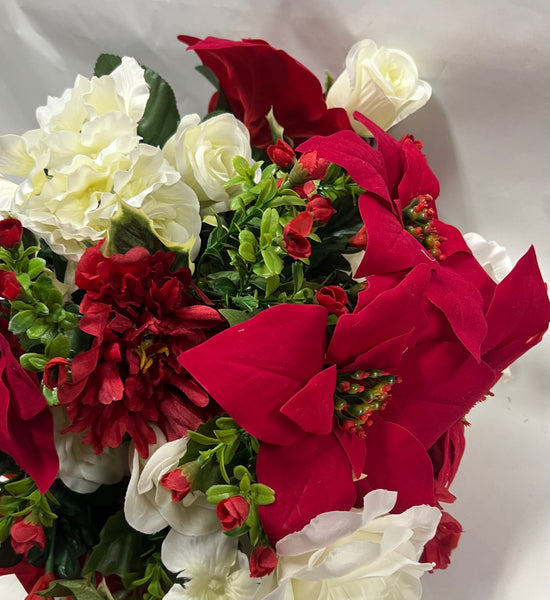 Artificial Christmas Mixed Bush - Red and White