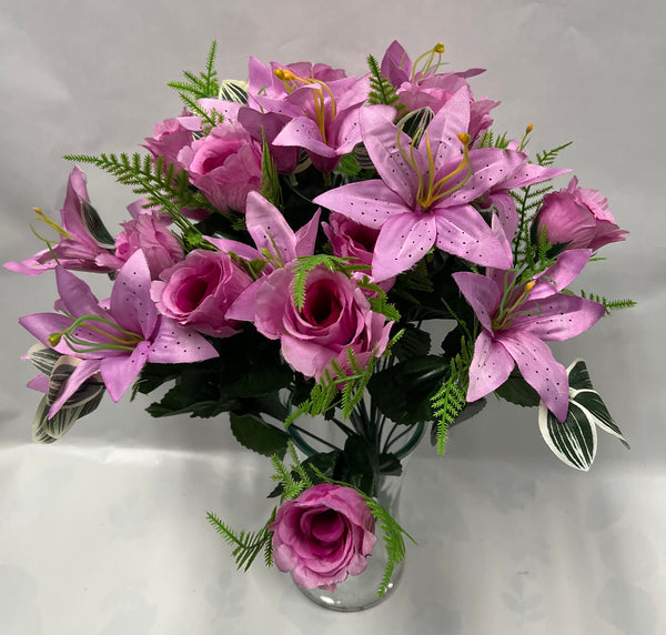 Artificial Rose/ Lily Bush -Mauve