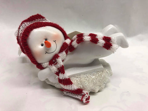 Sledding Snowman Figurine