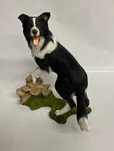 Country Artists -Border Collie Looking Over Wall