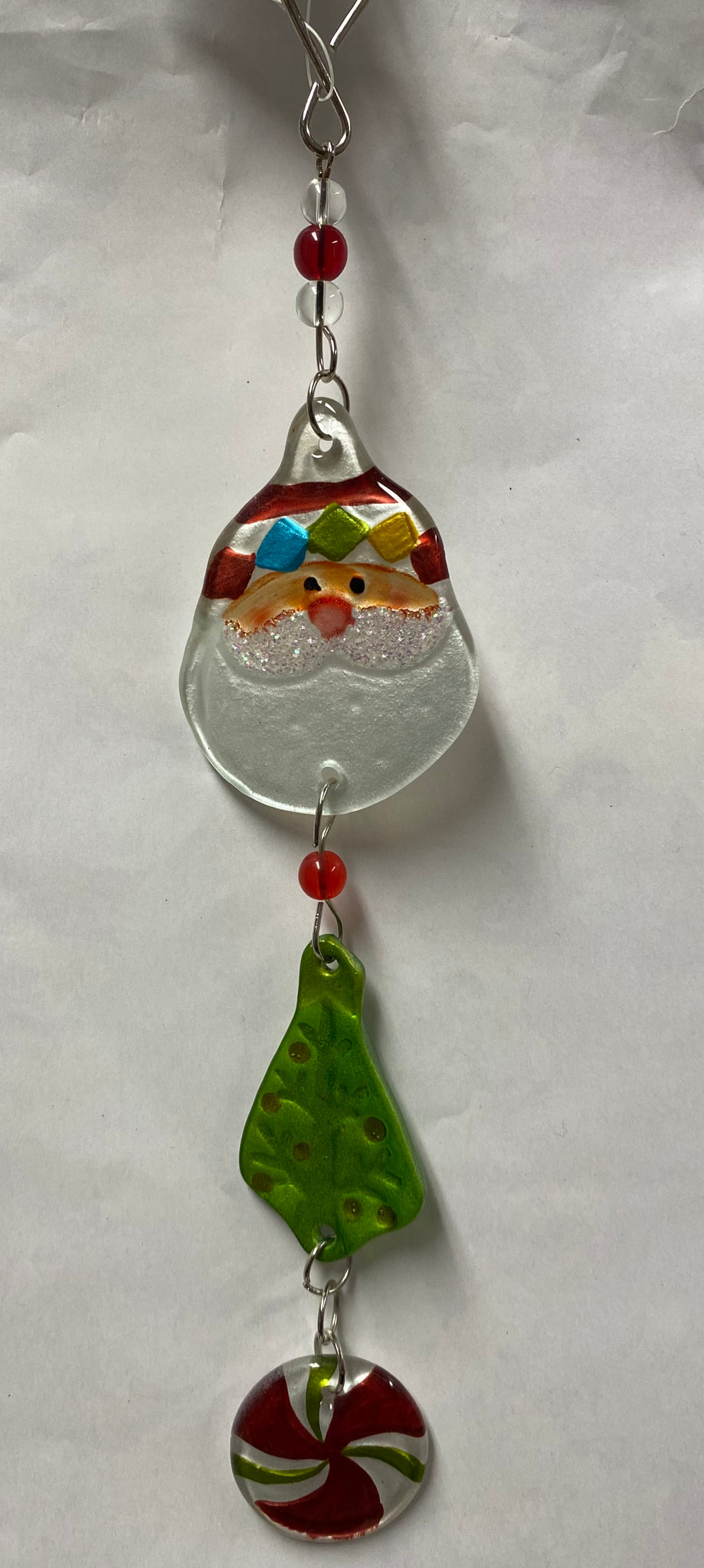 Glass Santa Ornament