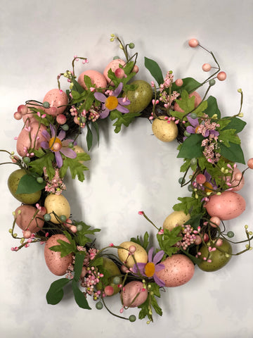 Spring Egg and Daisy Wreath