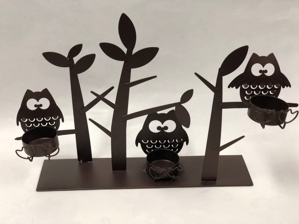 Owl Trio Tea Light Candle Holder