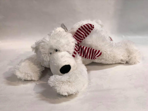 Plush white bear with scarf